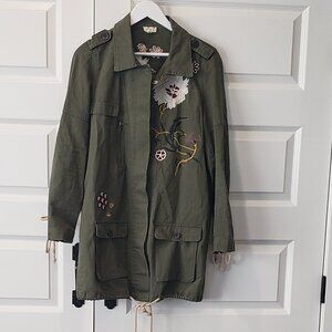 POL Floral Embroidered Utility Jacket Size Medium